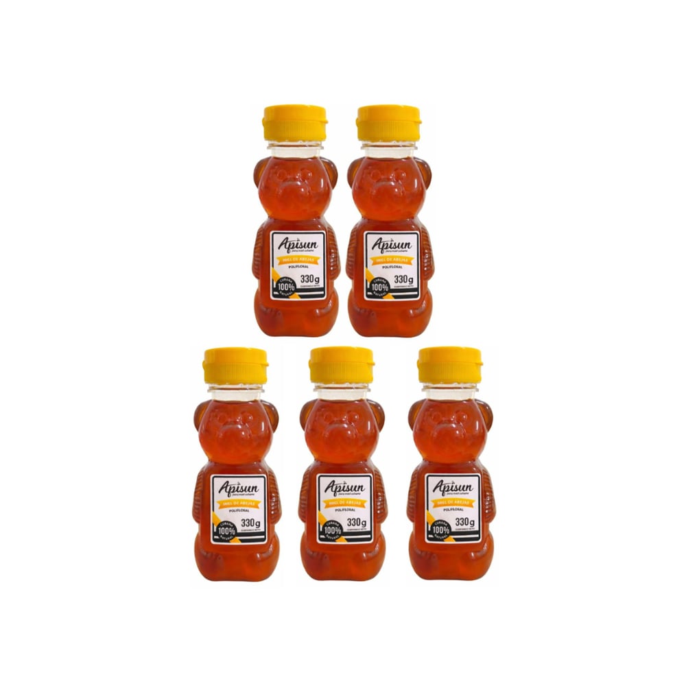 Miel de abejas 100% natural Apisun (5 x 330 g / 11.64 oz) - Imagen 1