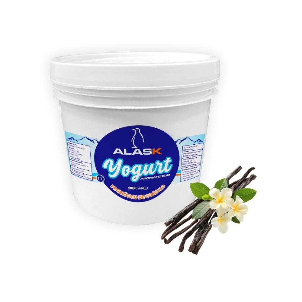 Yogurt probiótico de coágulo sabor vainilla Alask (1 L) - Imagen 1