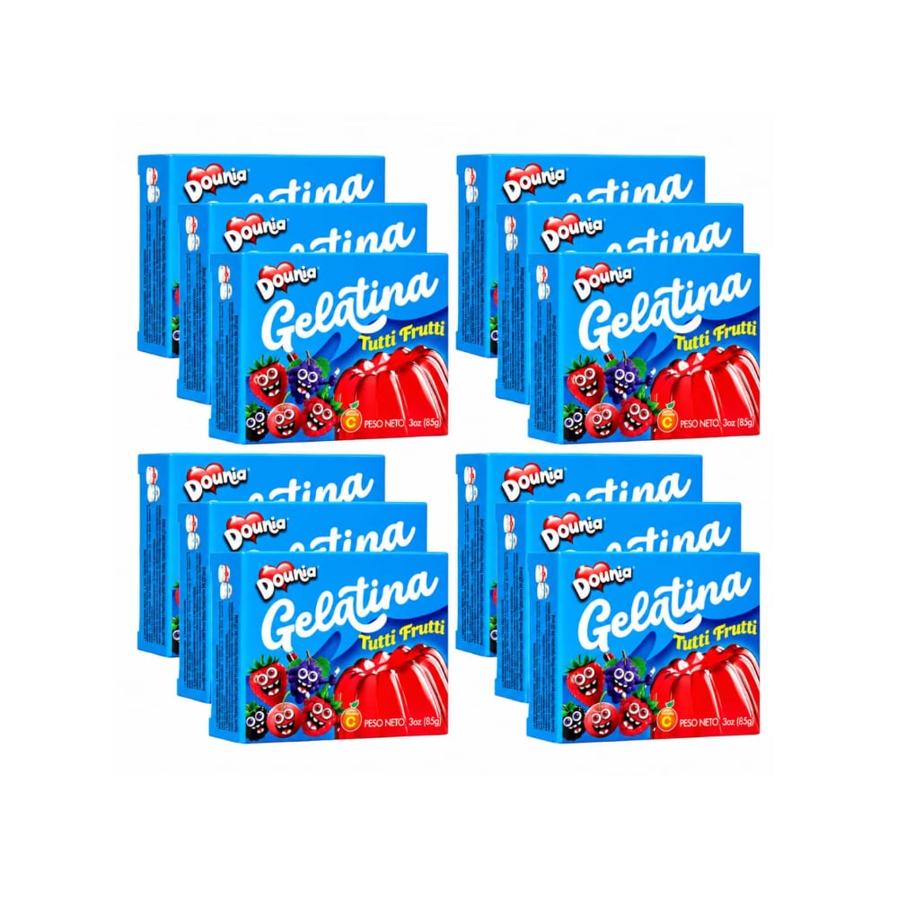Gelatina con sabor a tutti frutti Dounia (12 x 85 g / 3 oz) - Imagen 1