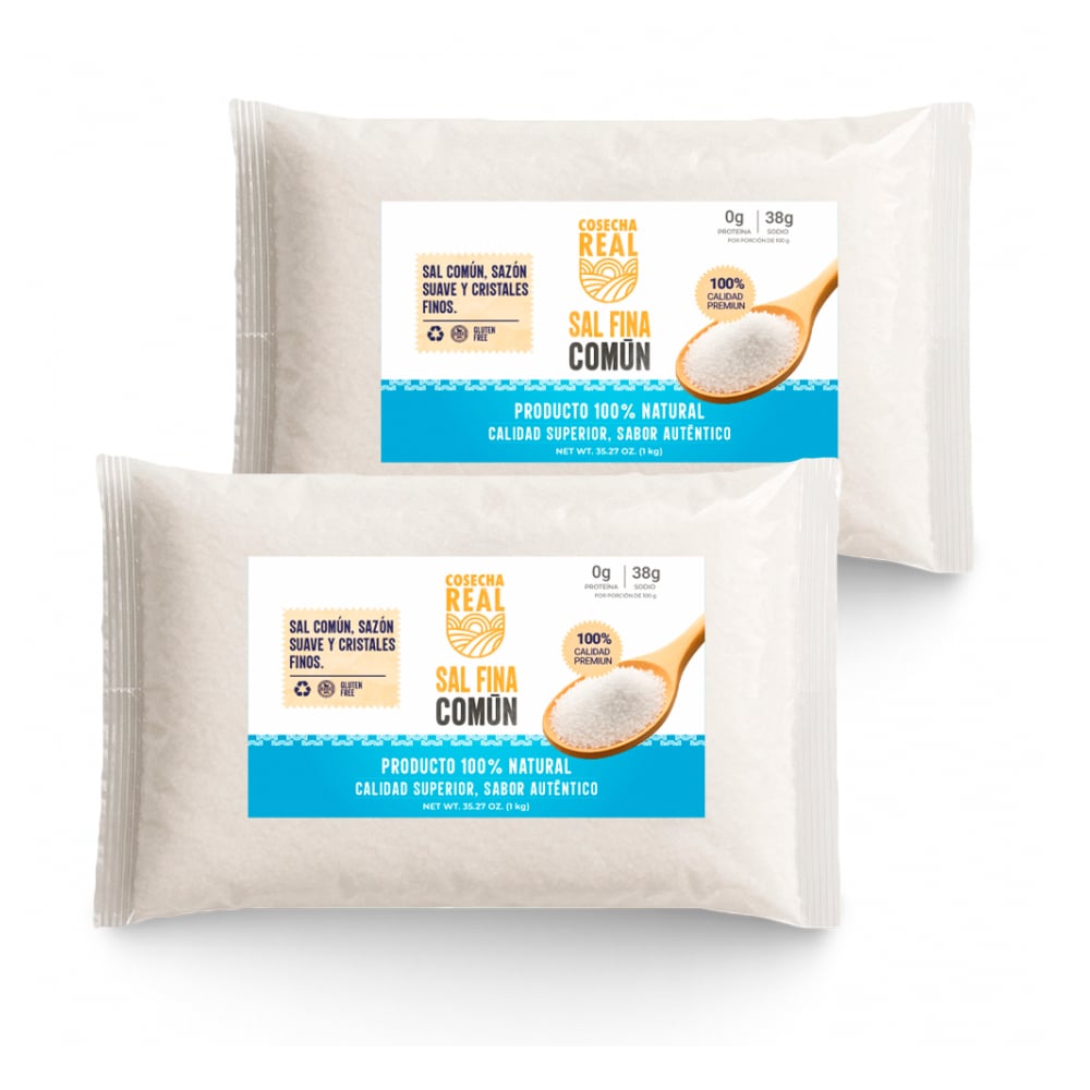 Sal fina común Cosecha Real (2 x 1 kg / 2.2 lb) - Imagen 1