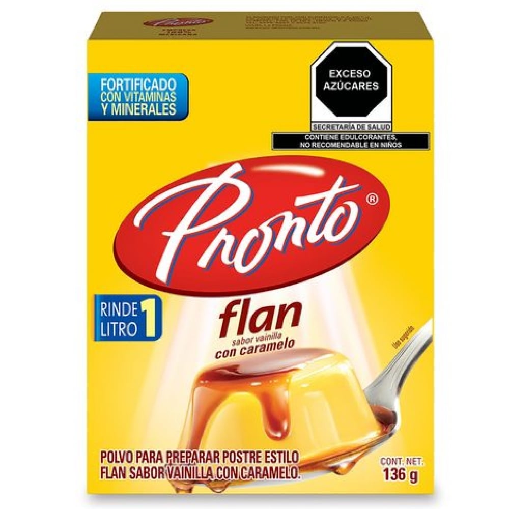 Polvo para preparar postre estilo flan sabor vainilla con caramelo Pronto (136 g / 4.79 oz) - Imagen 1