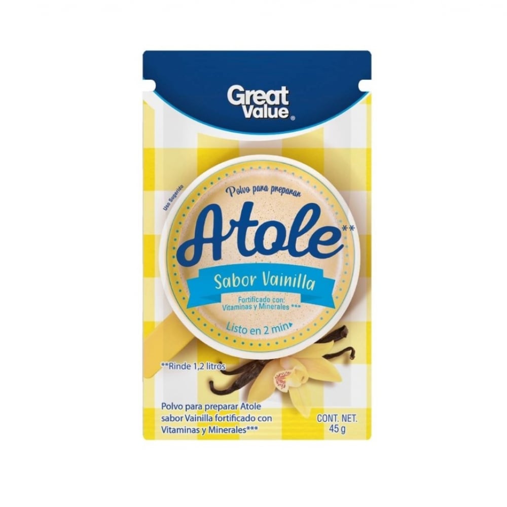 Polvo para preparar atole sabor vainilla Great Value (45 g / 1.59 oz) - Imagen 1