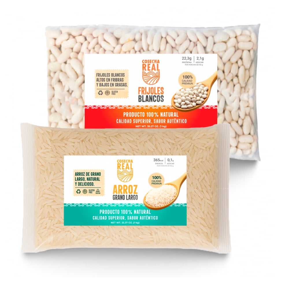 Combo de granos selectos Cosecha Real #12: Arroz de grano largo + Frijoles blancos - Imagen 1