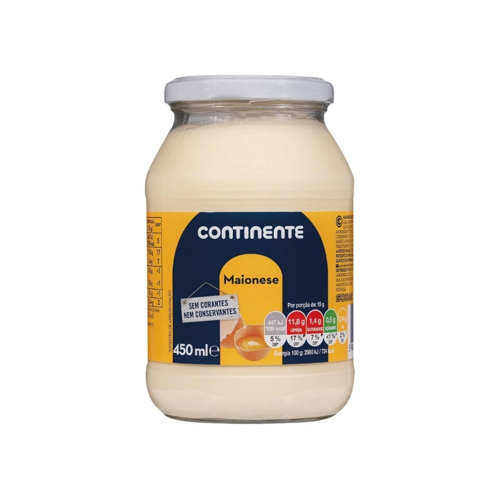 Mayonesa sin gluten en tarro de vidrio Continente (450 ml / 15.22 floz) - Imagen 1
