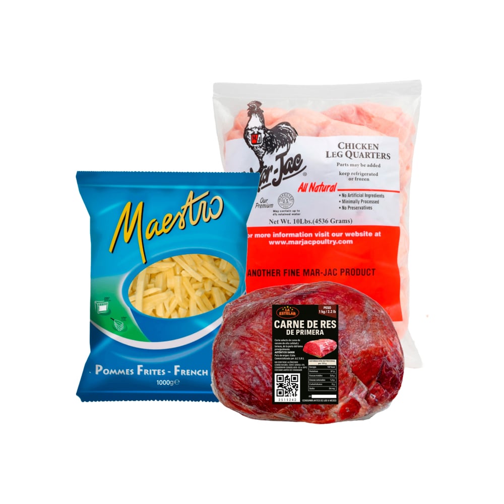 Combo carne de pollo y res con papas fritas - Imagen 1