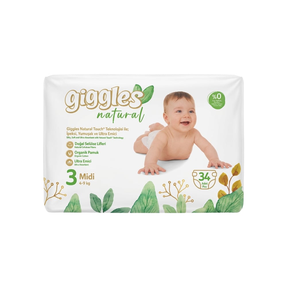 Pañales ecológicos midi talla 3 Giggles Natural (34 U) - Imagen 1