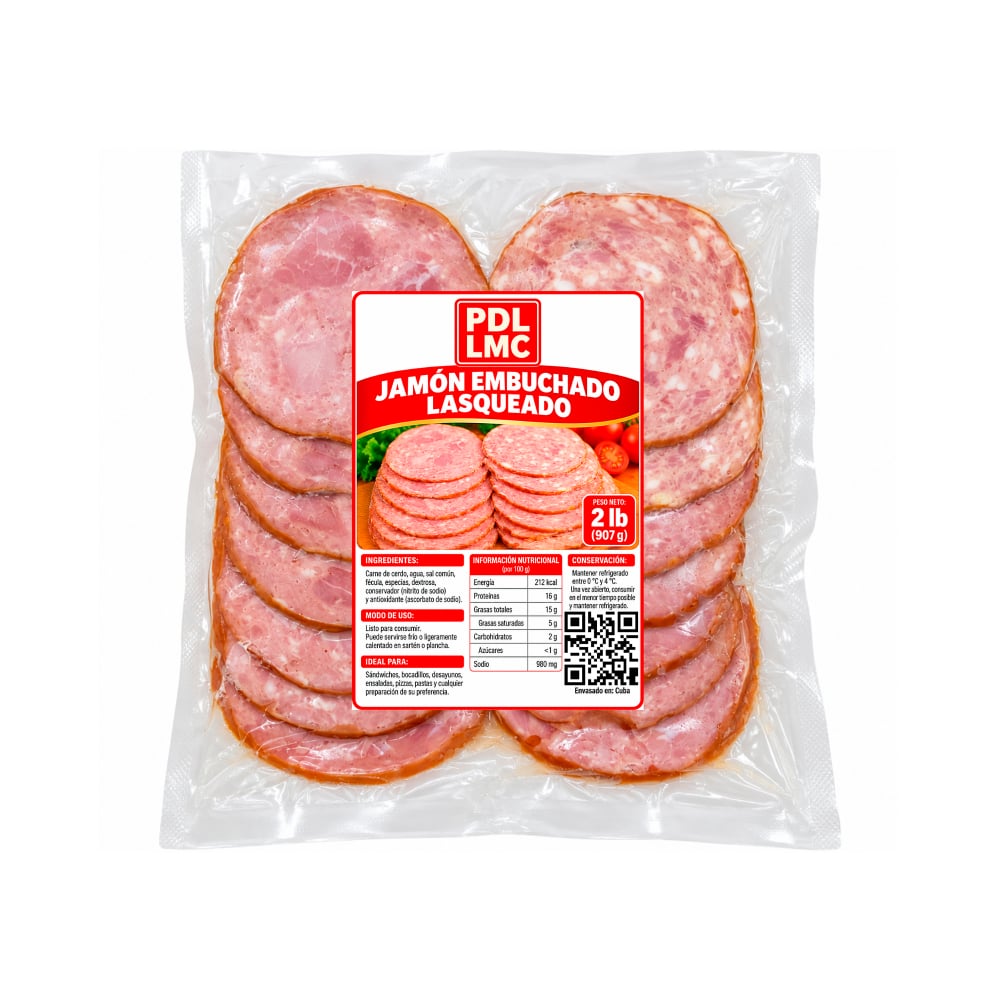Jamón embuchado lasqueado PDL LMC (907 g / 2 lb) - Imagen 1