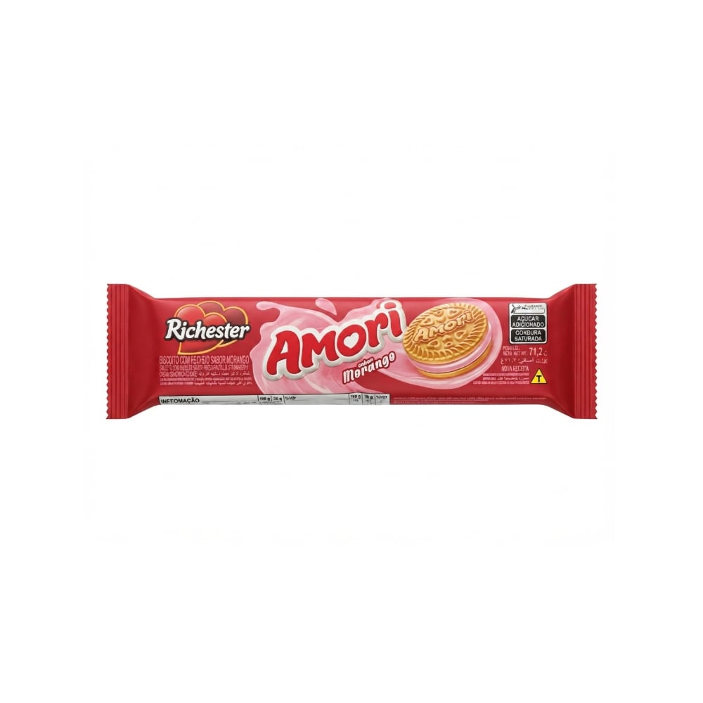 Galletas de vainilla con relleno sabor fresa Amori Richester (71 g / 2.5 oz) - Imagen 1