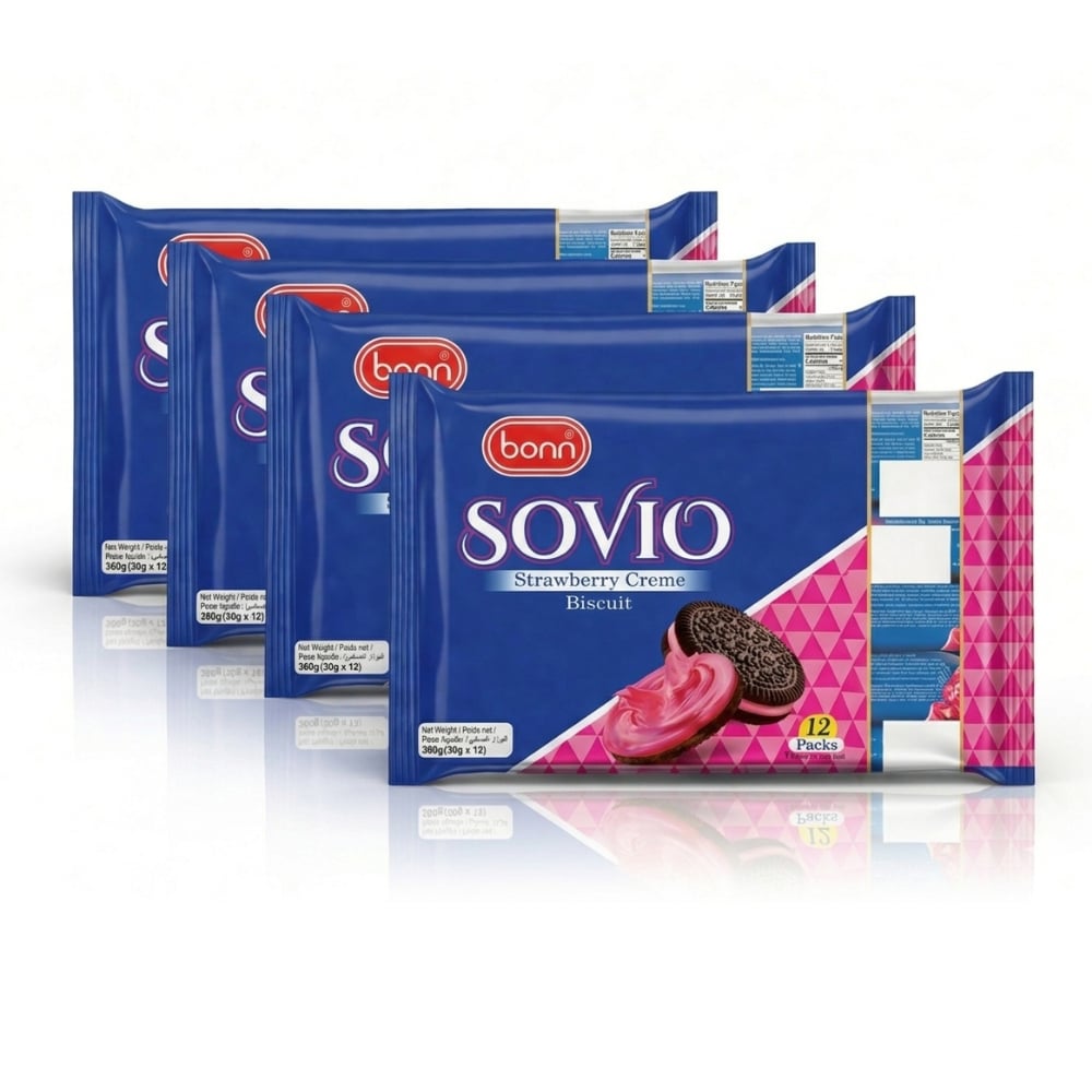 Galletas Sovio con crema de fresa Bonn (4 x 360 g / 12.7 oz) - Imagen 1
