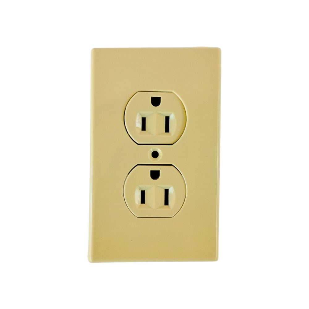 Tomacorriente doble con tapa amarillo - 15 A y 125 V - Lumi (1 U) - Imagen 1