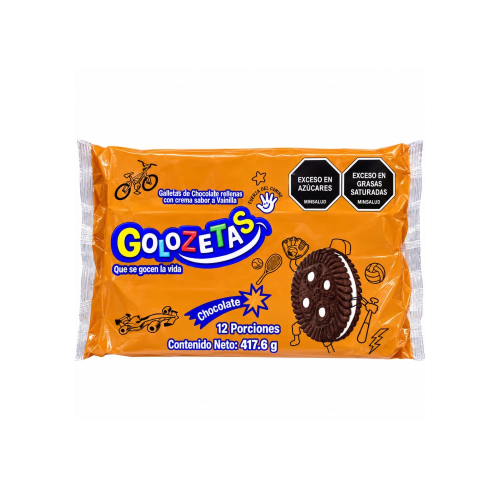 Galletas de chocolate rellenas con crema sabor a vainilla Golozetas (417.6 g / 14.73 oz) - Imagen 1