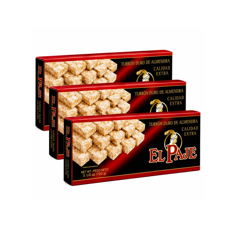 Turrón duro de almendra calidad extra El Paje (3 x 150 g / 5.25 oz) - Imagen 1