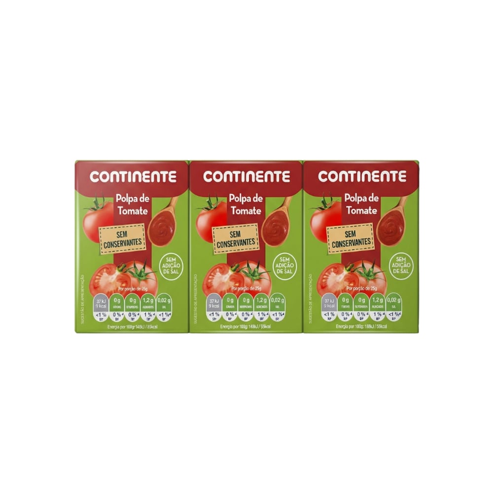 Pulpa de tomate pasteurizada Continente (3 x 210 g / 7.40 oz) - Imagen 1
