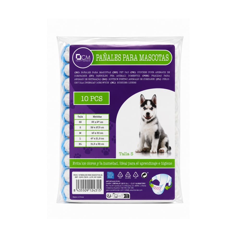 Pañales talla S para mascotas Casa y Menaje (10 U) - Imagen 1