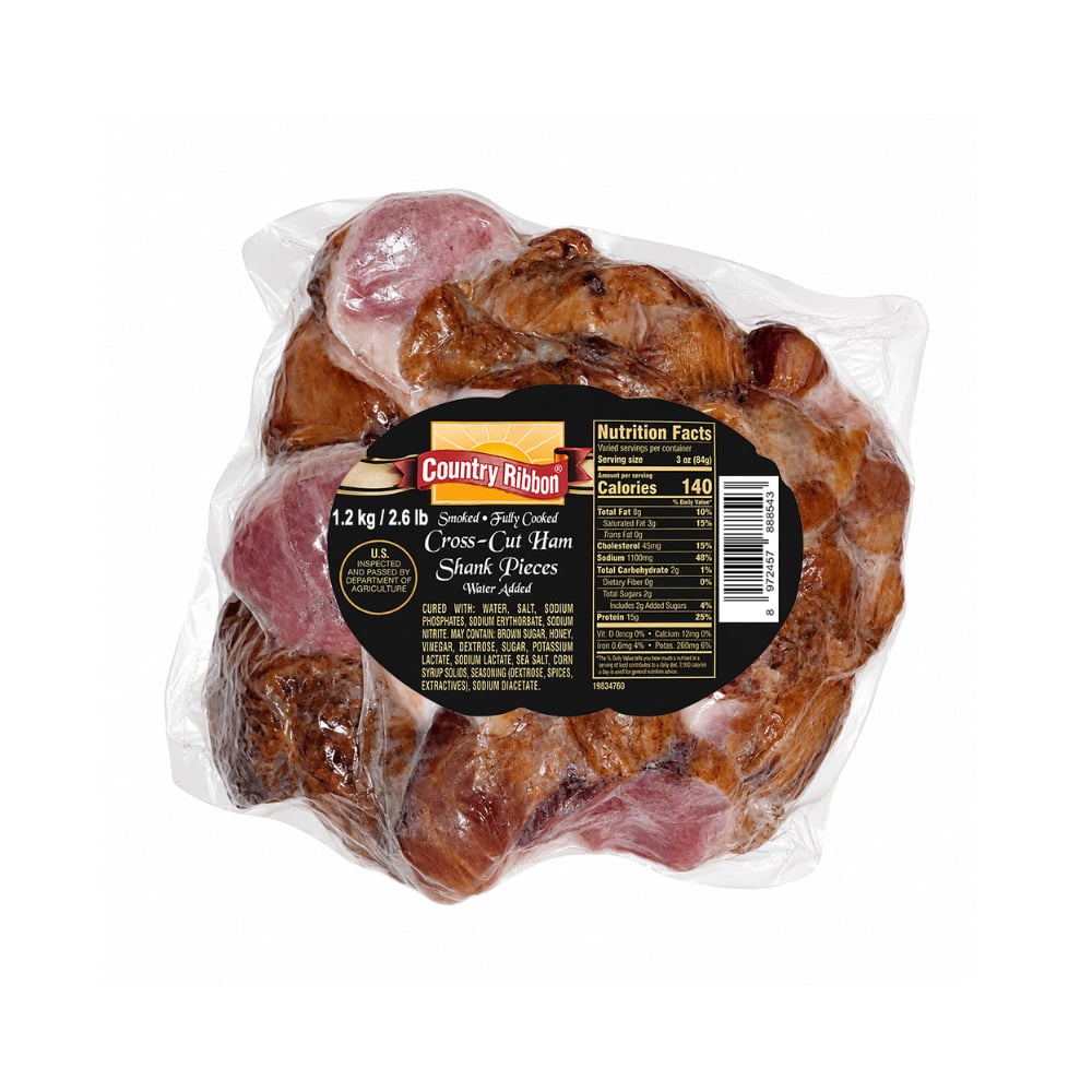 Piezas de codillo de jamón ahumado Country Ribbon (1.2 kg / 2.6 lb) - Imagen 1