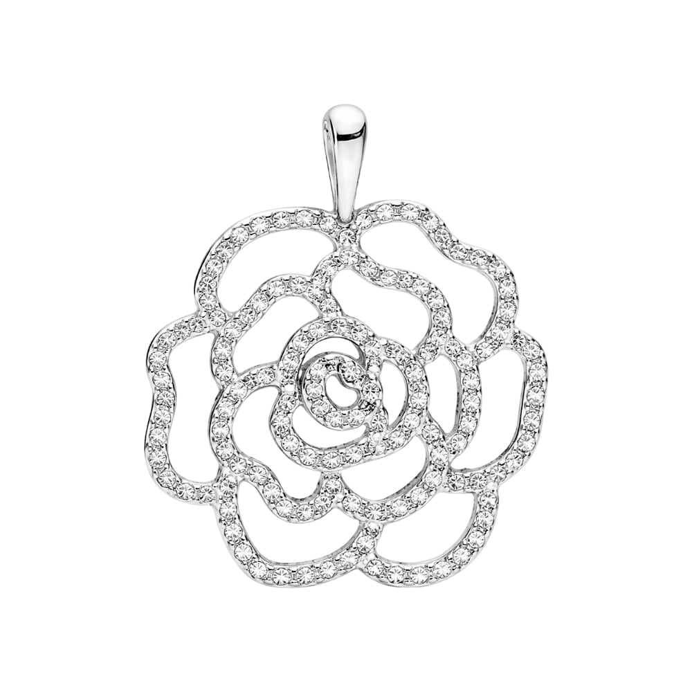 Colgante de plata S925 estilo Pandora flor de rosa - Imagen 1