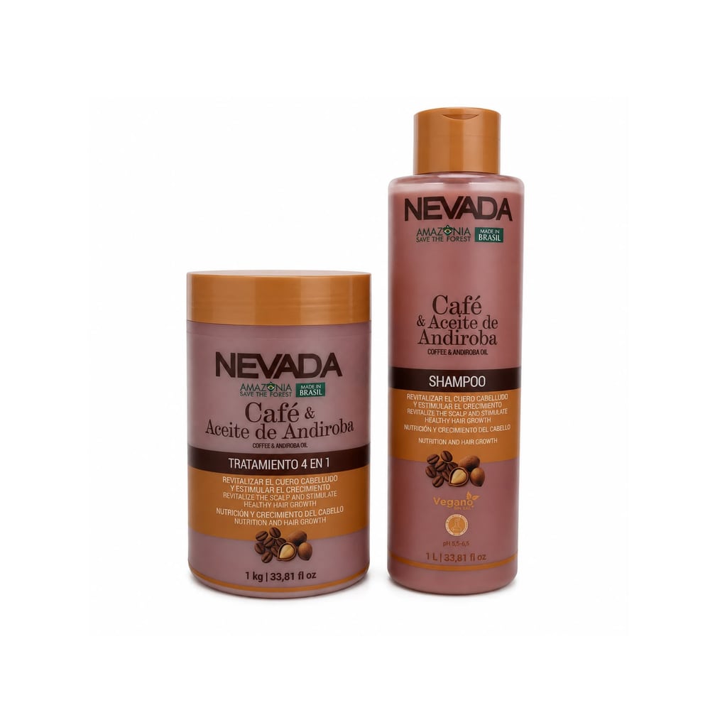 Juego de champú y acondicionador de café y aceite de andiroba vegano Nevada (2 x 1L) - Imagen 1