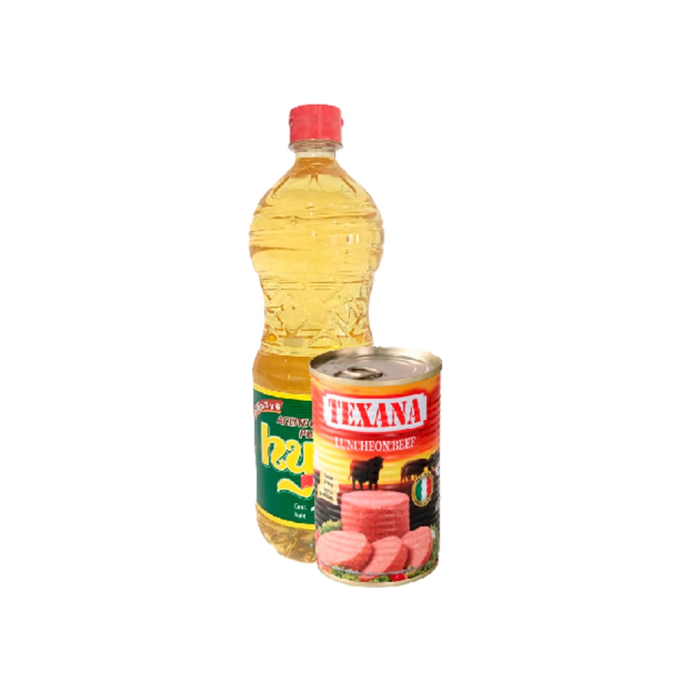 Aceite de soya puro Hysa (1 L) + Carne de res enlatada tipo spam Texana (400 g / 14.11 oz) - Imagen 1