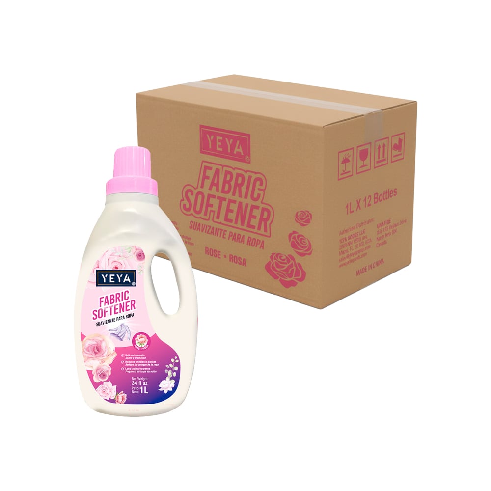 Suavizante para ropa con aroma a rosa YEYA (12 X 1 L) - Imagen 1