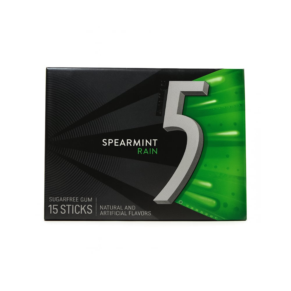 Paquete de chiclet sin azúcar 5 Gum Spearmint Rain (15 U) - Imagen 1