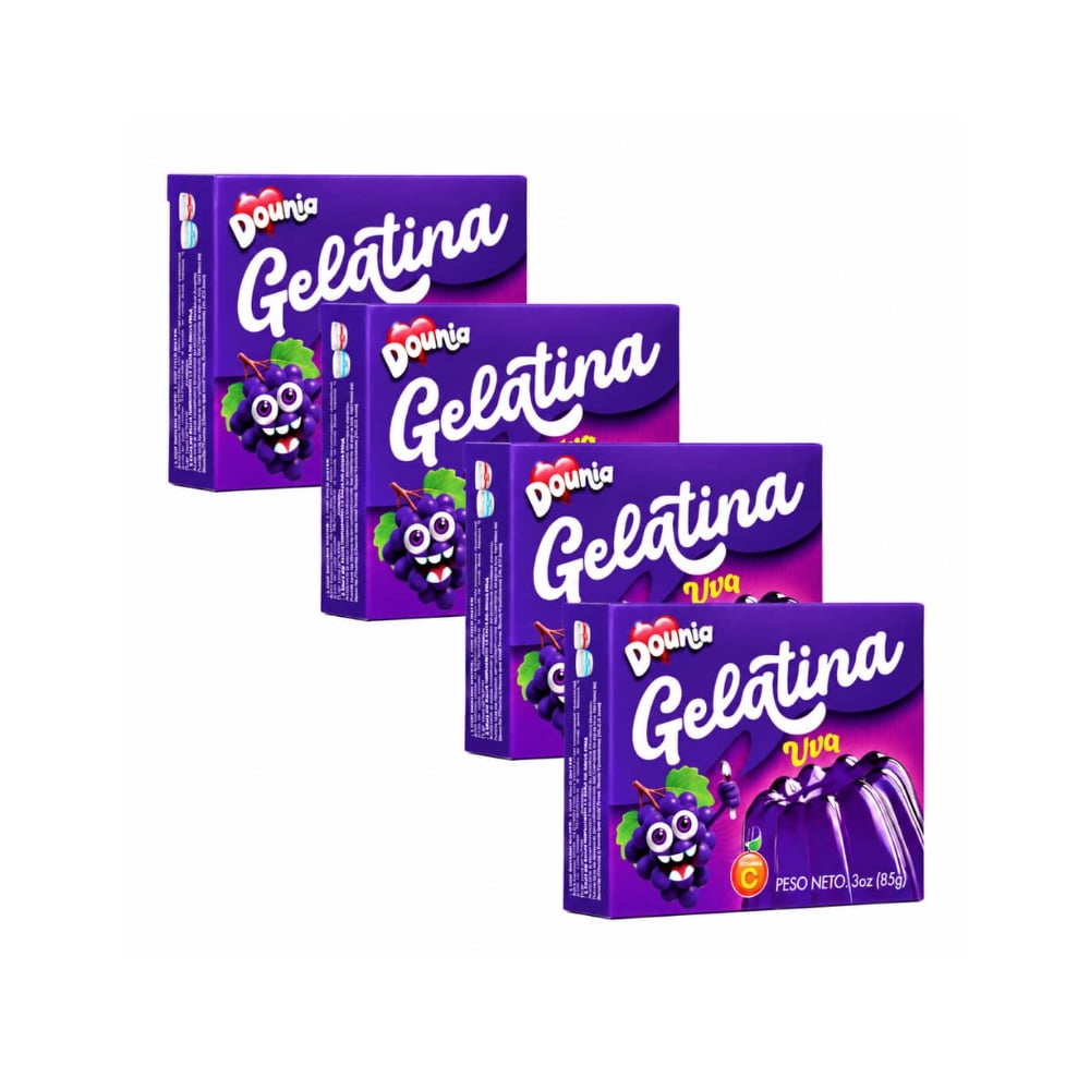 Gelatina con sabor a uva Dounia (4 x 85 g / 3 oz) - Imagen 1