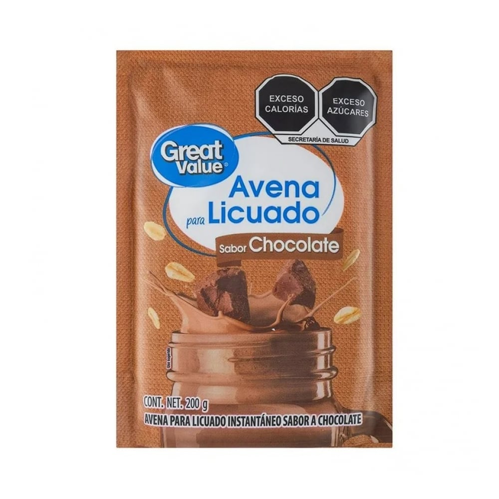 Avena para licuado instantáneo sabor chocolate Great Value (200 g / 7.05 oz) - Imagen 1