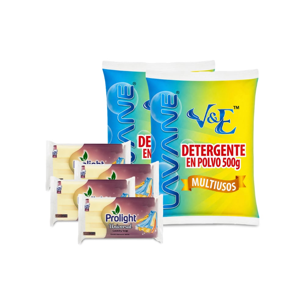 Combo de higiene y limpieza #9: Detergente en polvo multiuso con aroma floral Lavane + Jabón de lavar con enzimas Prolight - Imagen 1