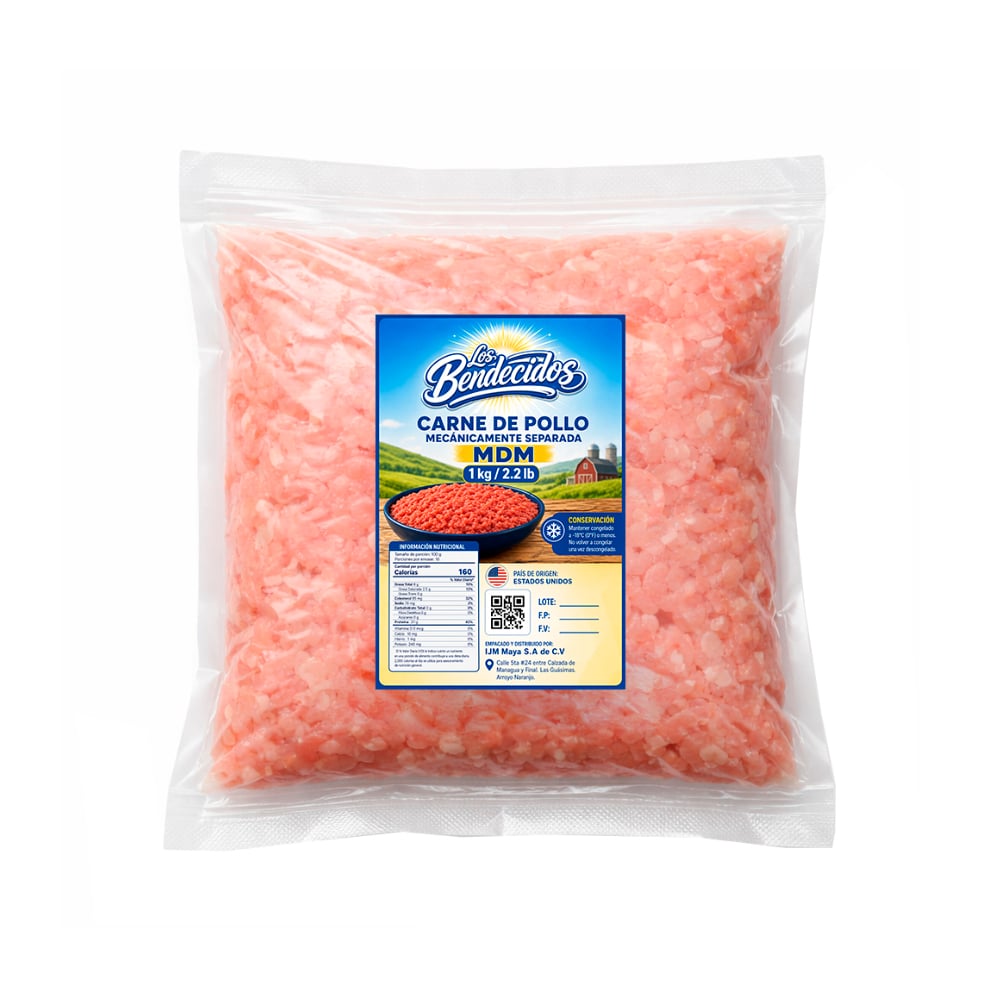 Carne de pollo mecánicamente separada MDM Los Bendecidos (1 kg / 2.2 lb) - Imagen 1
