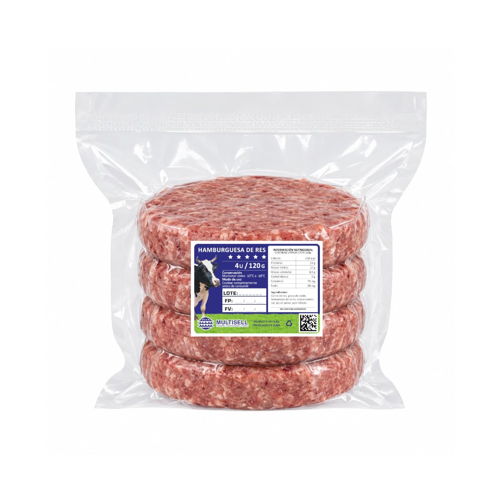 Hamburguesas de res Multisell (4 x 120 g / 4.23 oz) - Imagen 1