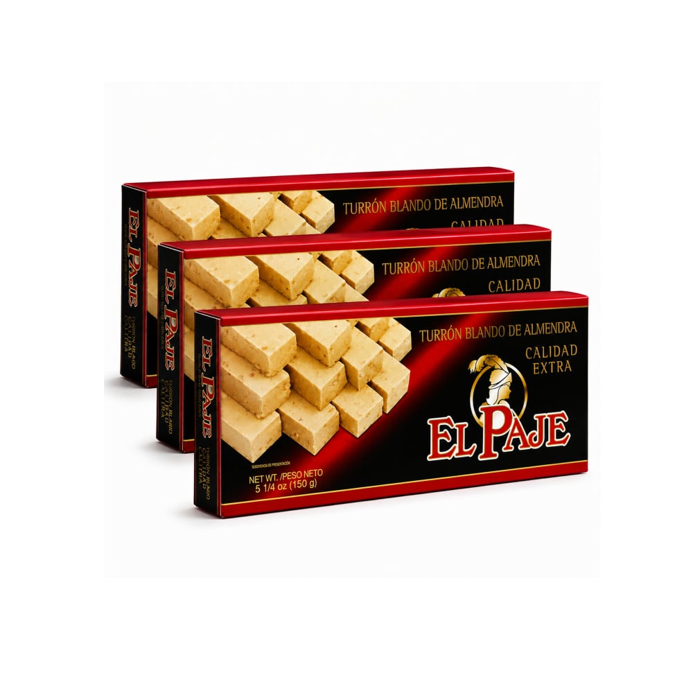 Turrón blando de almendra de calidad extra El Paje (3 x 150 g / 5.29 oz) - Imagen 1