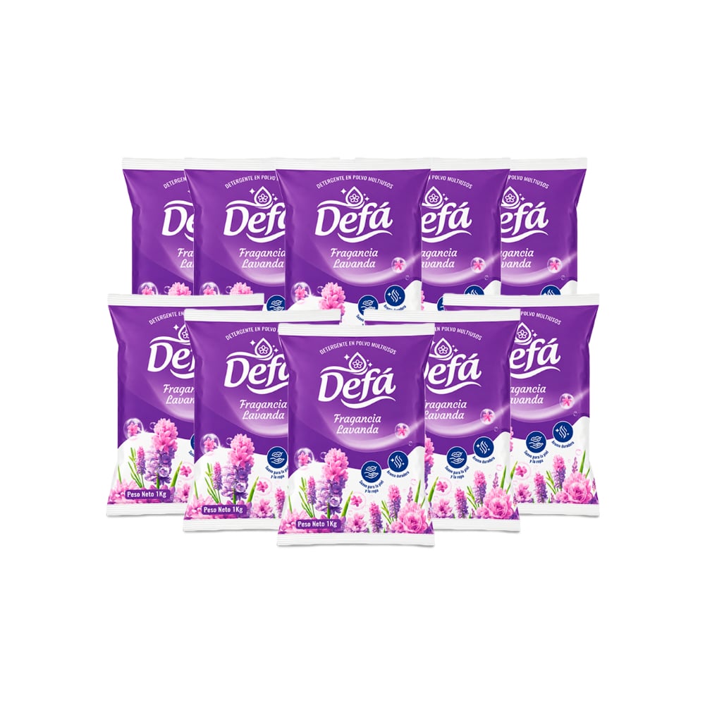Detergente en polvo multiusos fragancia de lavanda Defá (10 x 1 kg / 2.2 lb) - Imagen 1
