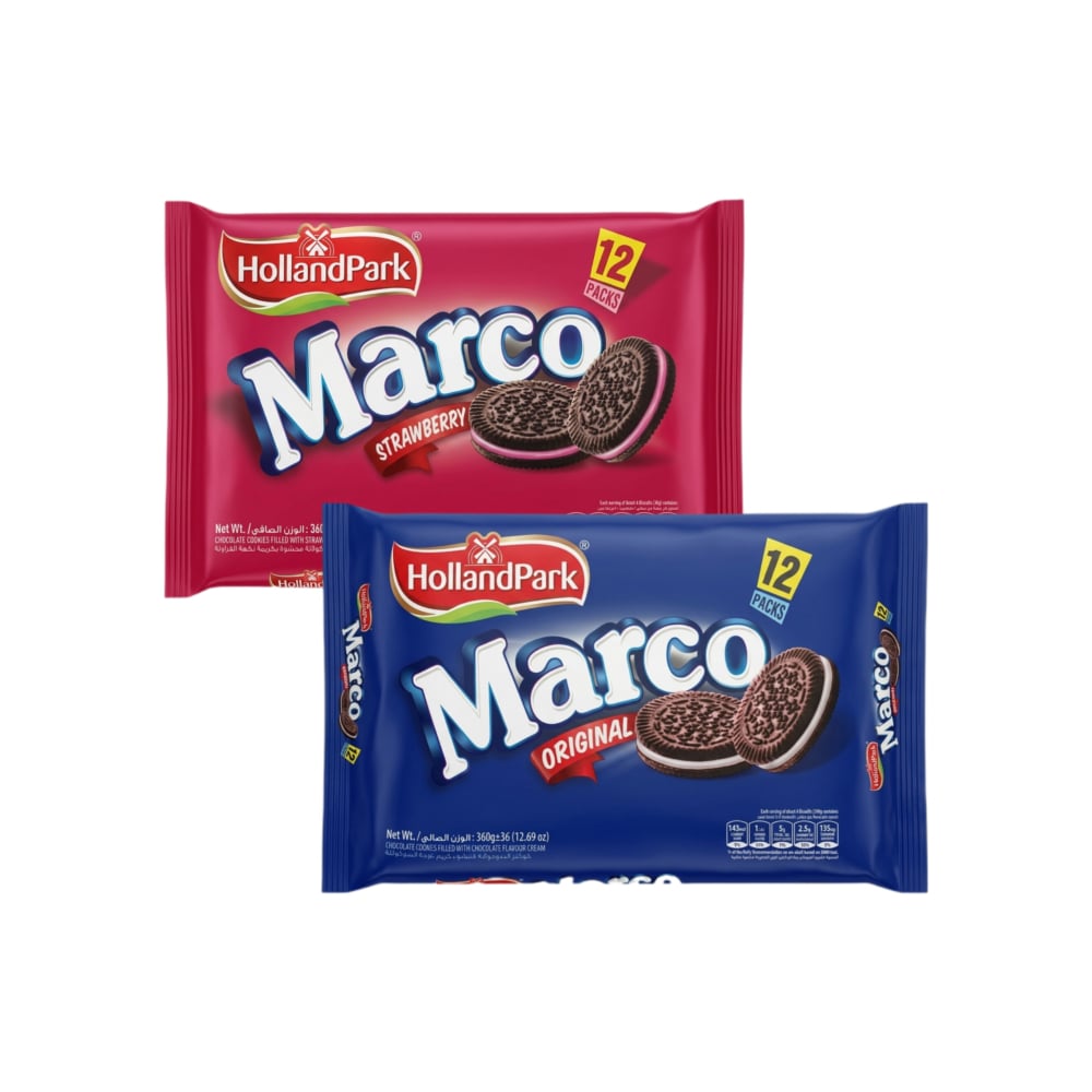 Galletas de chocolate rellenas de crema de vainilla y fresa Marco HollandPark (360 g / 12.69 oz)) - Imagen 1