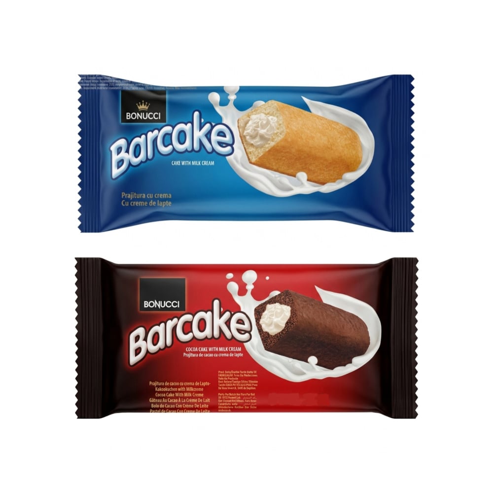 Pastelitos de chocolate y vainilla rellenos de crema de leche Barcake - Imagen 1