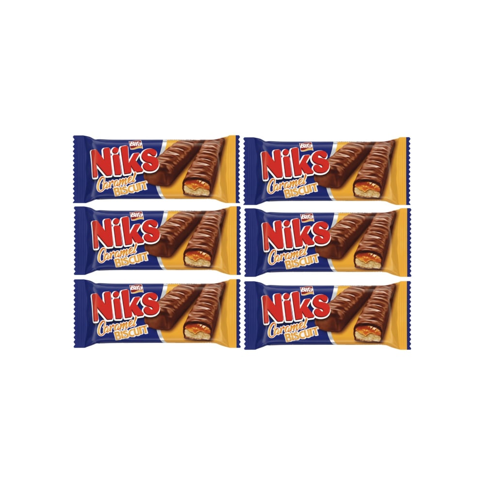 Galletas rellenas de caramelo y cubiertas de chocolate Niks Bifa (6 x 50 g / 1.76 oz) - Imagen 1