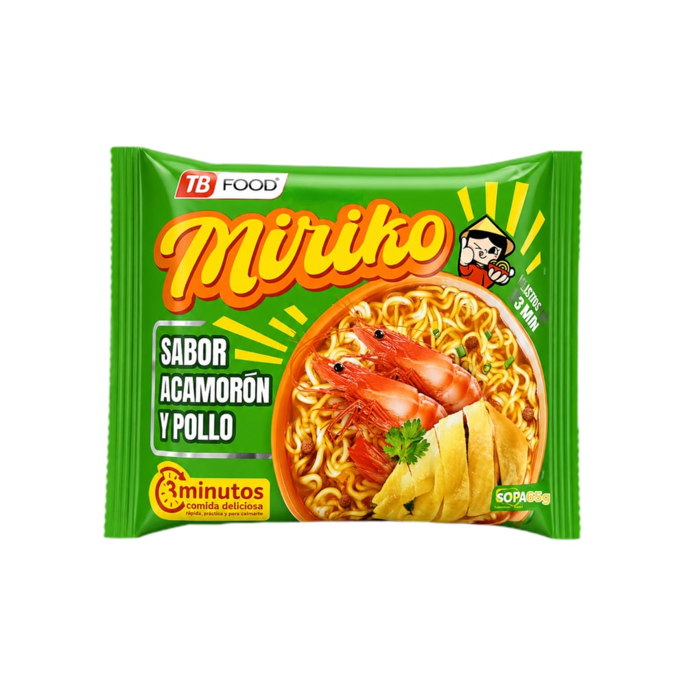 Sopa instantánea con fideos sabor a camarón y pollo TB Food (65 g / 2.29 oz) - Imagen 1
