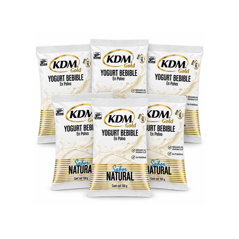 Yogurt en polvo bebible sabor natural KDM Gold (6 x 150 g / 5.29 oz) - Imagen 1