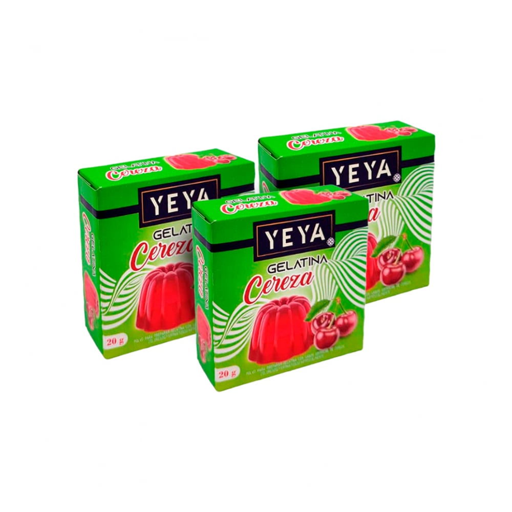 Gelatina sabor cereza YEYA (3 x 20 g) - Imagen 1