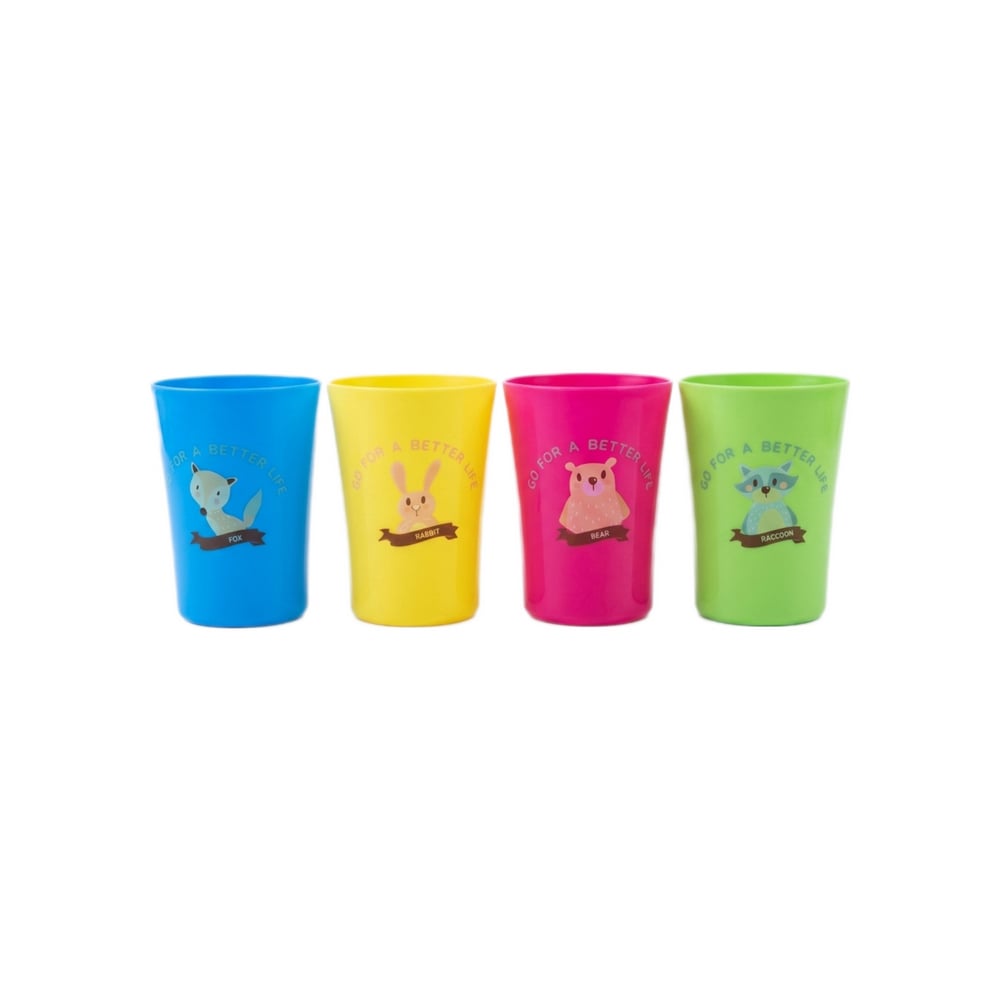 Set de vasos plásticos infantiles con diseños de animales XL Soluciones (4 U) - Imagen 1