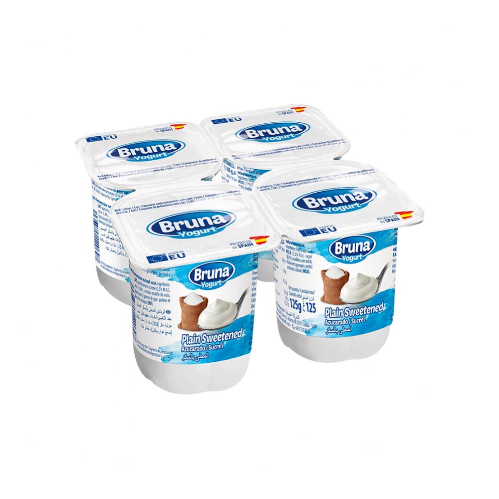 Yogurt pasteurizado natural azucarado Bruna (4 X 125 g / 4.41 oz) - Imagen 1