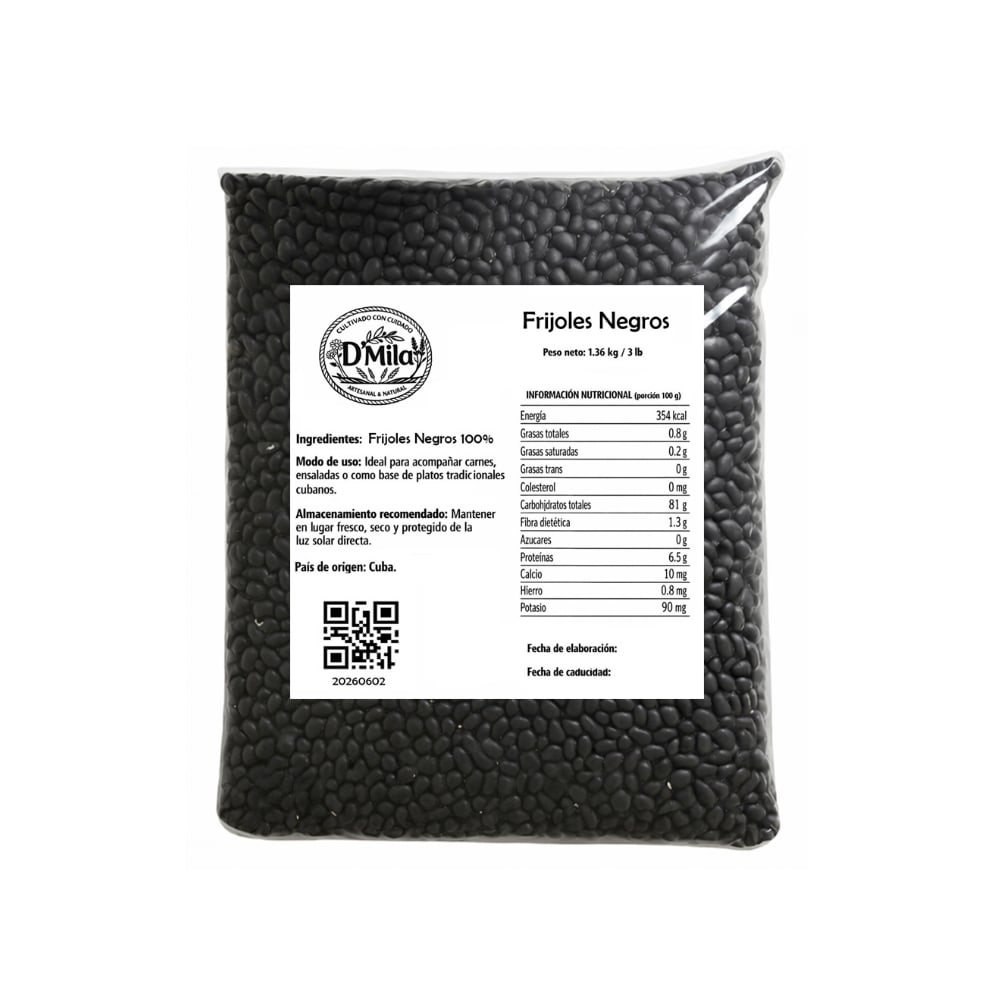 Frijoles negros D'Mila (1.36 kg / 3 lb) - Imagen 1