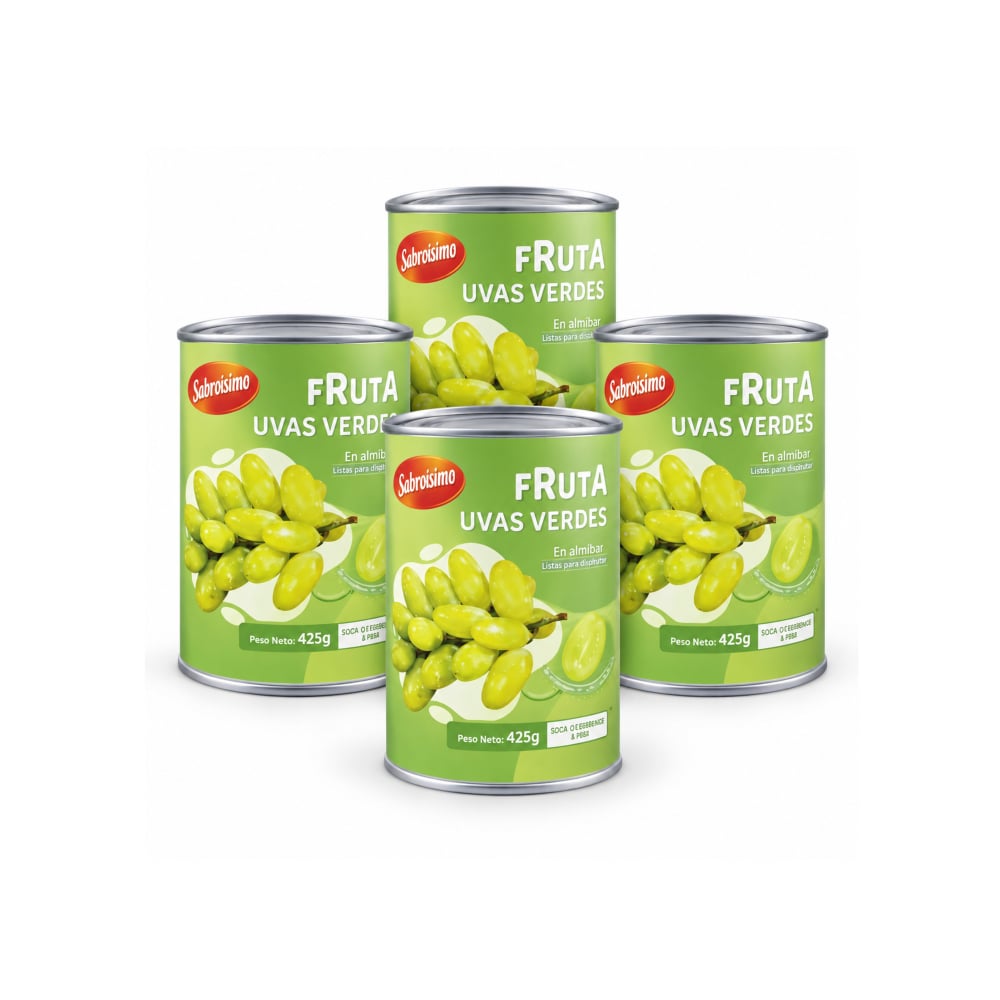 Combo Uvas verdes en almíbar Sabrosísimo (4 x 425 g / 14.99 oz) - Imagen 1