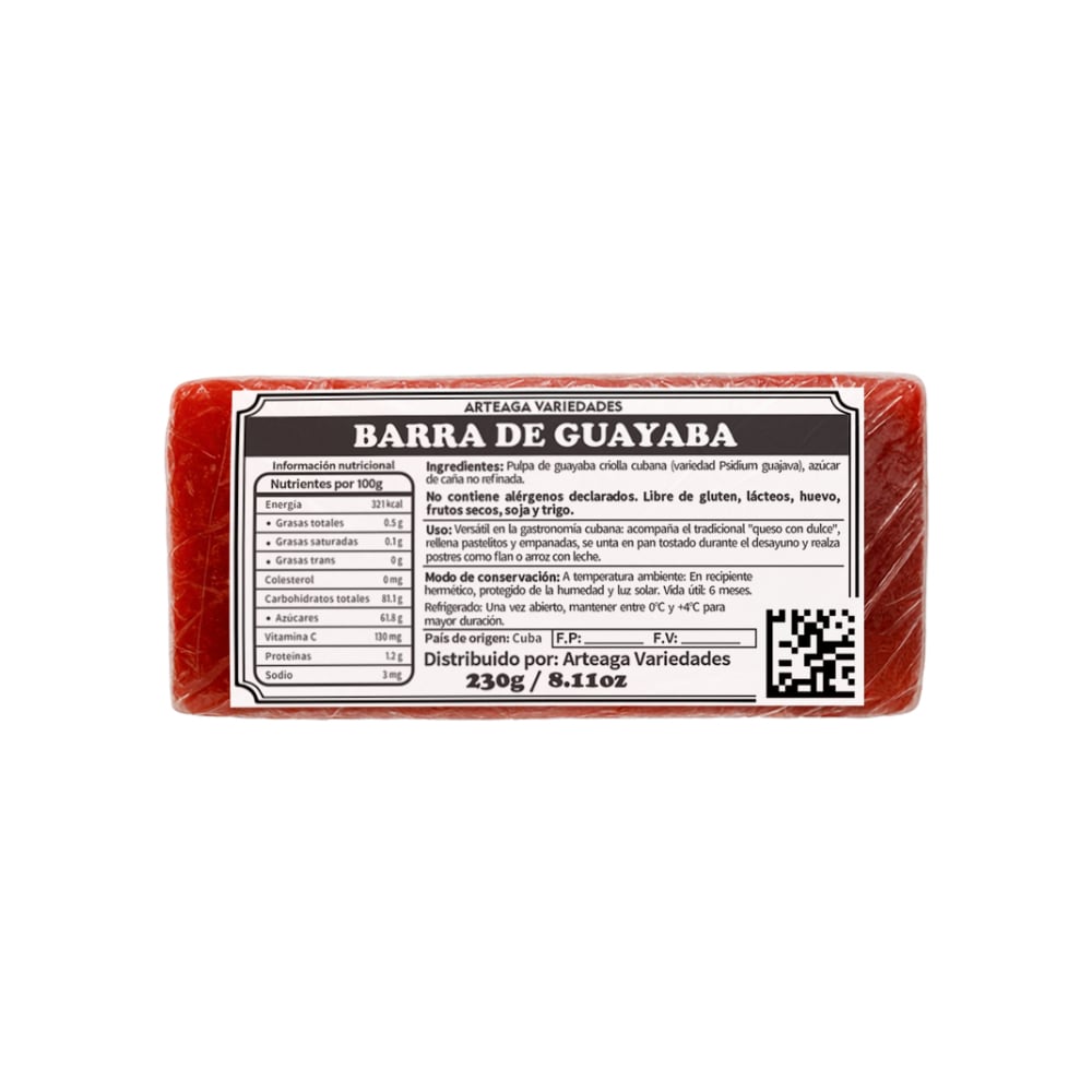 Barra de guayaba Arteaga Variedades (230 g / 8.11 oz) - Imagen 1