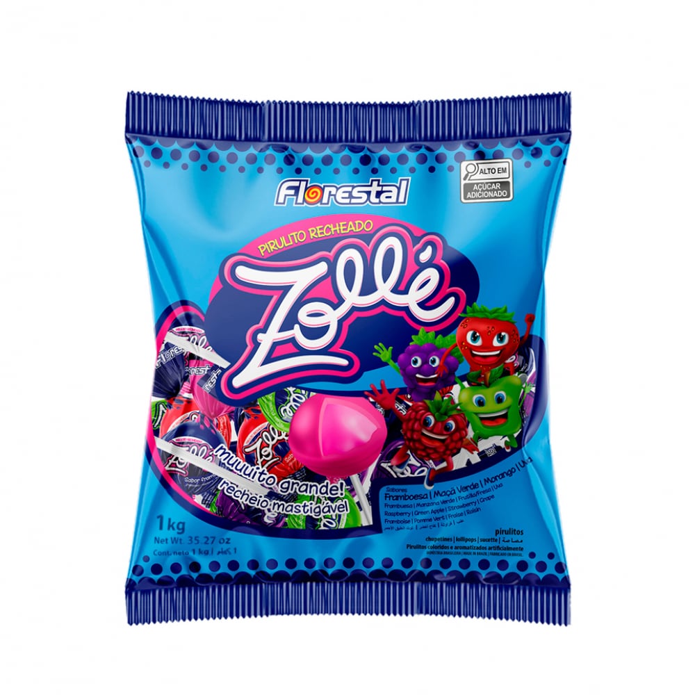 Paquete de chupa chupa relleno de chicle Florestal (1 kg / 2.20 lb) - Imagen 1