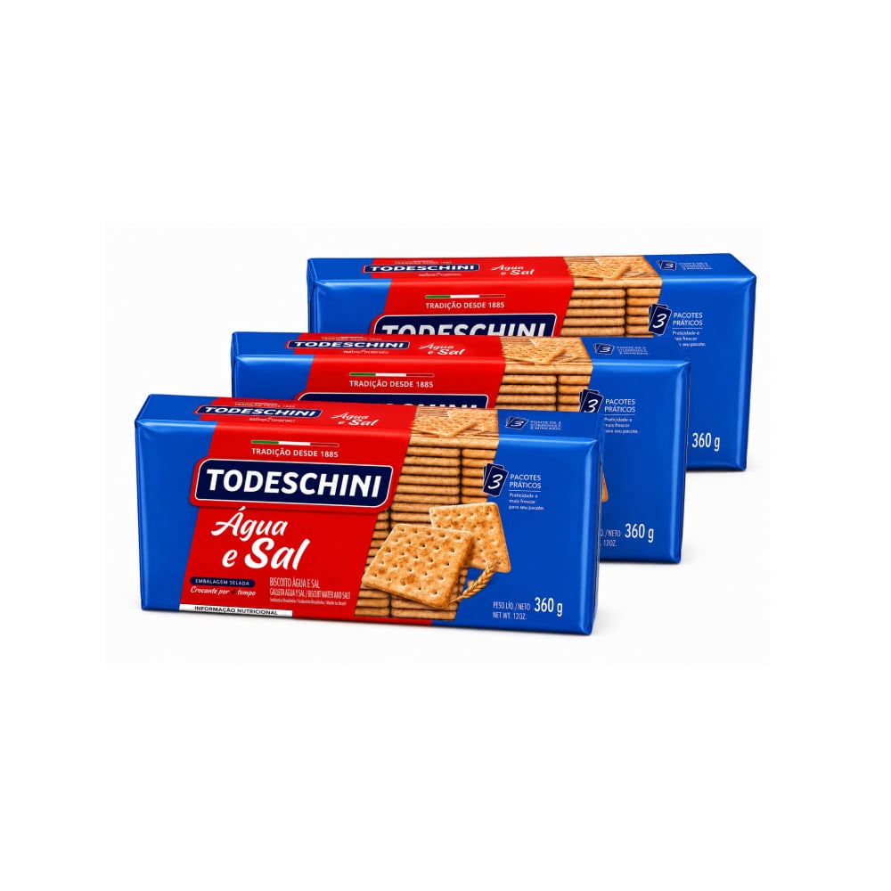 Galletas agua y sal Todeschini (3 x 360 g / 12 oz) - Imagen 1