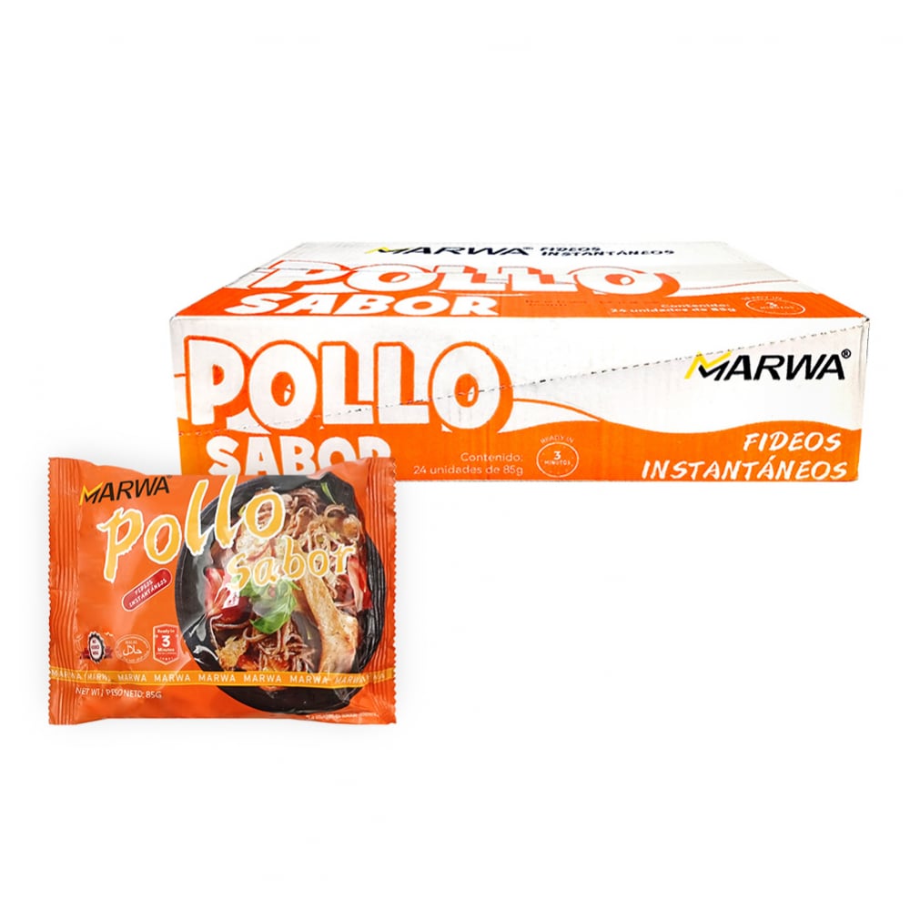 Sopa instantánea de fideos sabor pollo Marwa (24 x 85 g / 3 oz) - Imagen 1