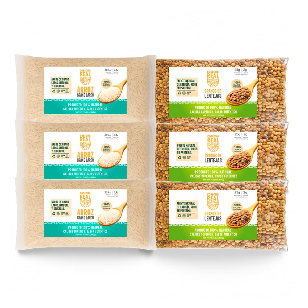 Combo de granos y legumbres Cosecha Real #9: Arroz de grano largo + Lentejas - Imagen 1