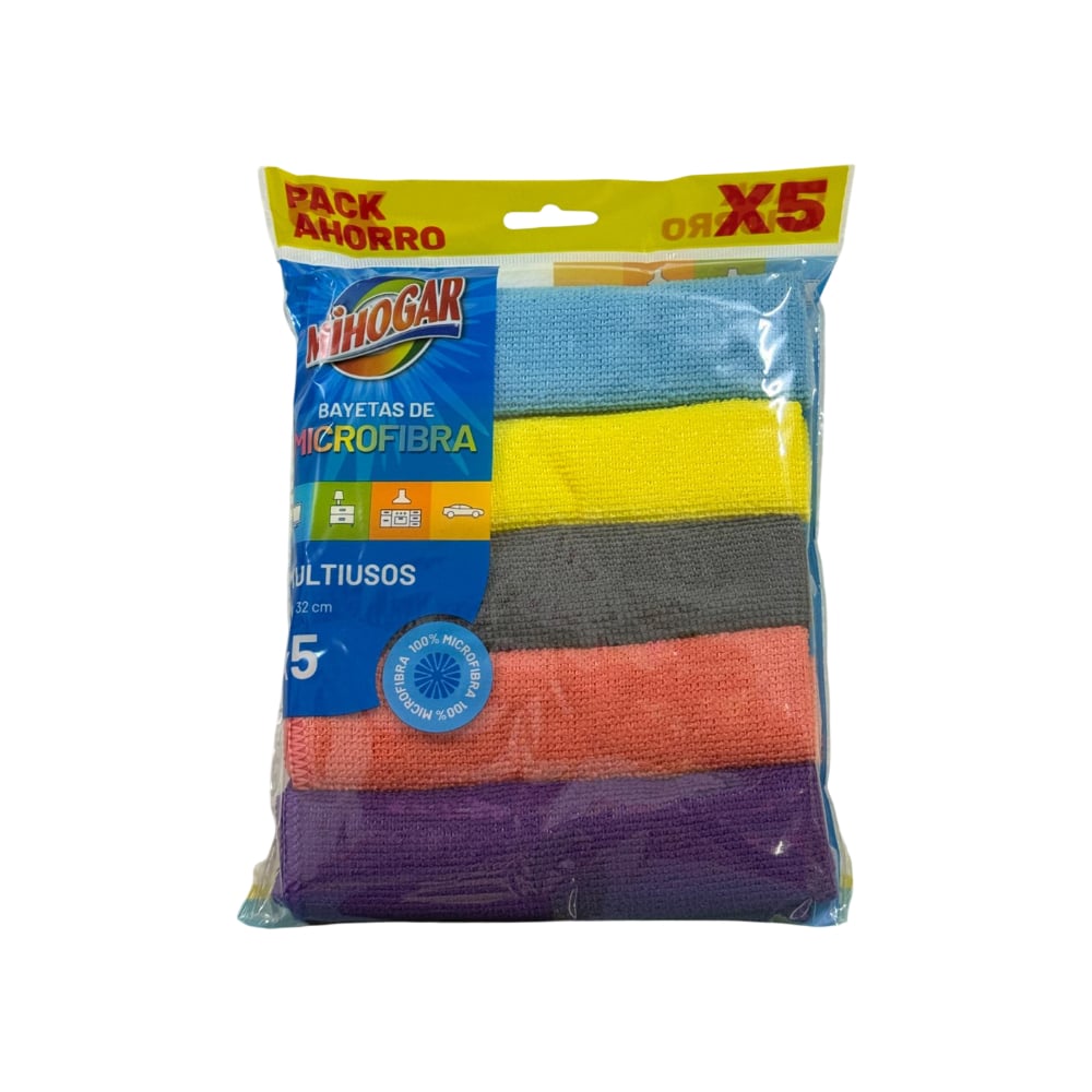 Bayetas - paño- microfibra multiusos Mi Hogar (5 U x 32 cm) - Imagen 1