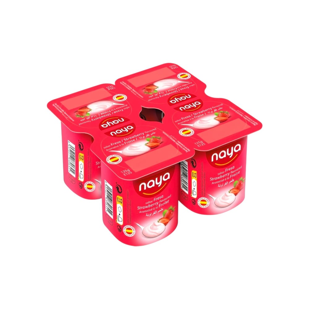 Yogurt pasteurizado sabor fresa Naya (4 x 125 g / 4.41 oz) - Imagen 1