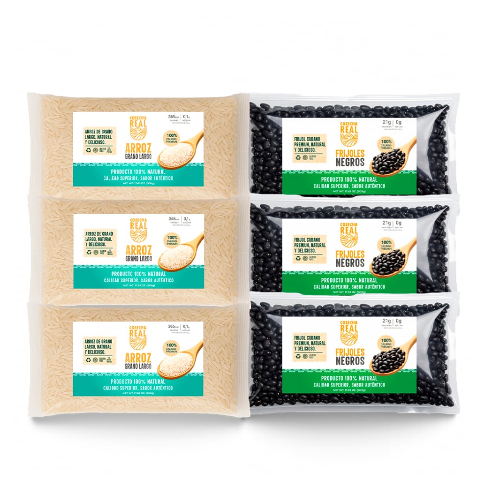 Combo de granos y legumbres Cosecha Real #4: Arroz de grano largo + Frijoles negros - Imagen 1