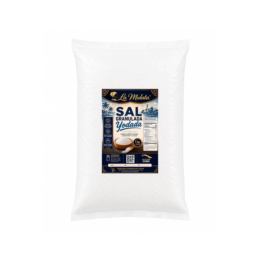 Sal granulada yodada La Mulata (1 kg / 2.2 lb) - Imagen 1
